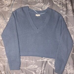 PacSun Blue V-Neck Cropped Sweater